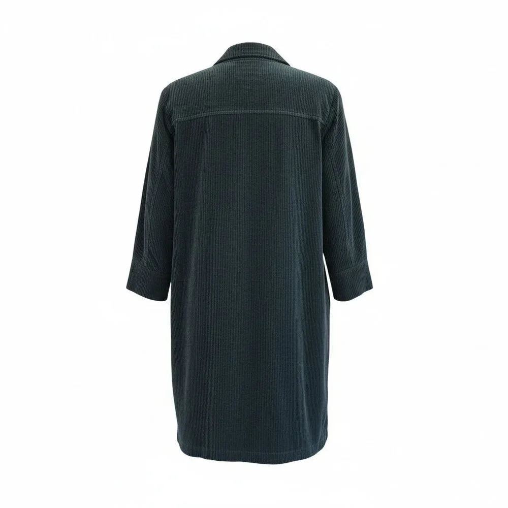 J. Jill XS Petite Corduroy Shirt Dress Teal Blue 3/4 Sleeve Pockets - Picture 13 of 14